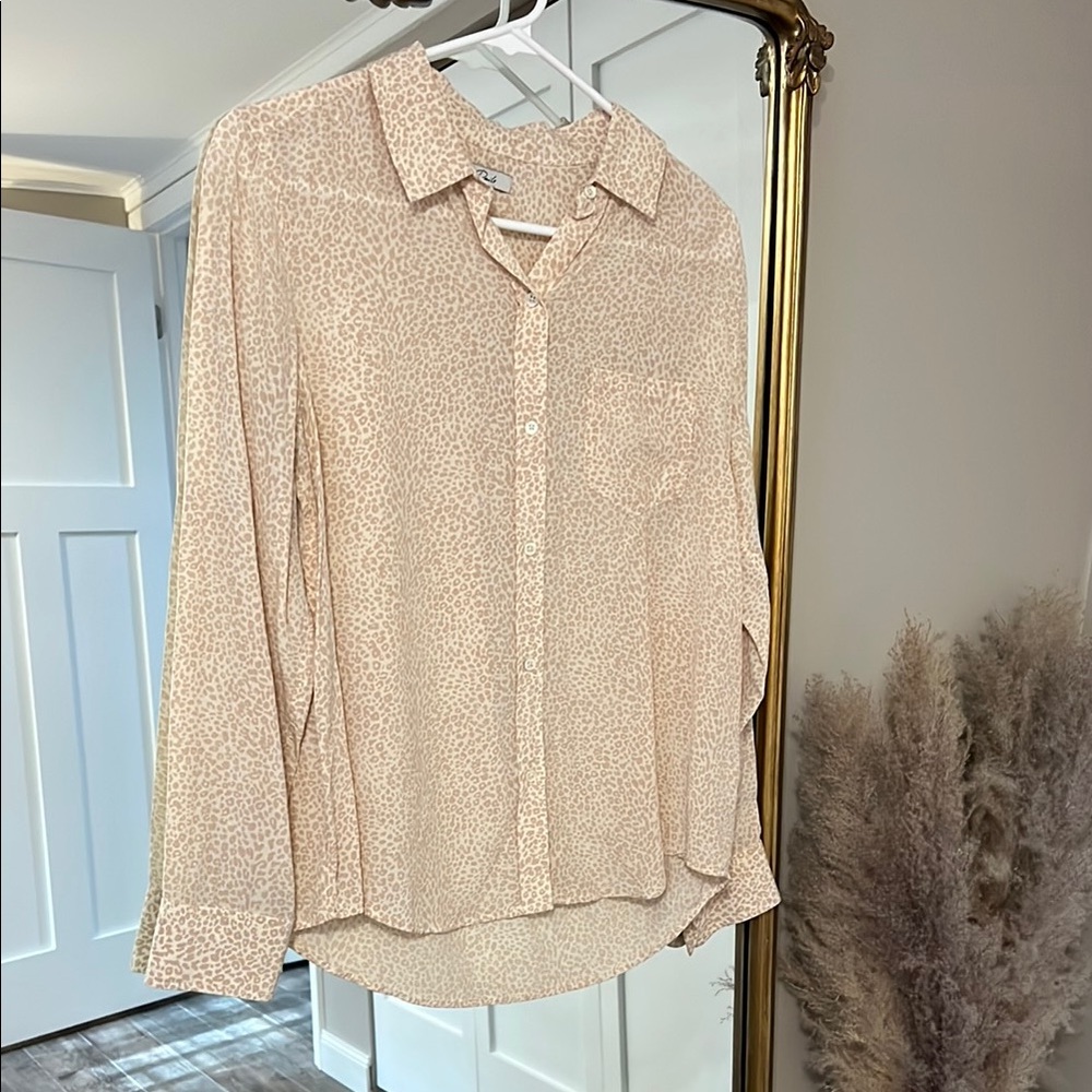 Rails Beige Animal Print Blouse